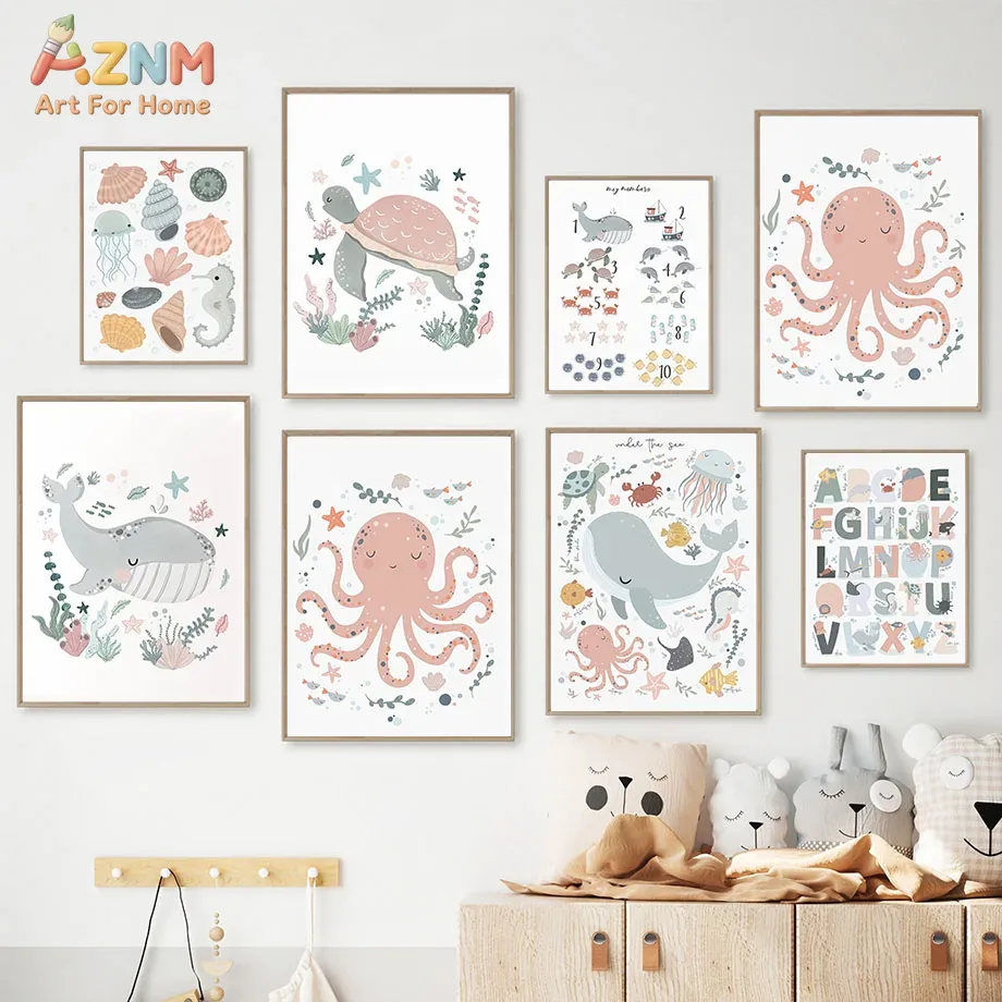 Kids Educational - Alphabet Numbers & More - AZNM - Lienzo decorativo de pared