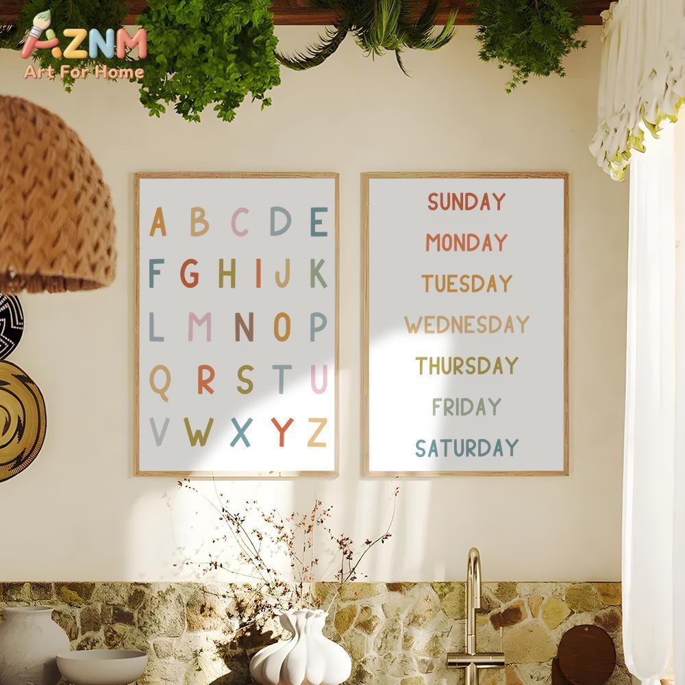 AZNM - Lienzo educativo con nú - Kids Educational - Alphabet Numbers & More reseña y precio