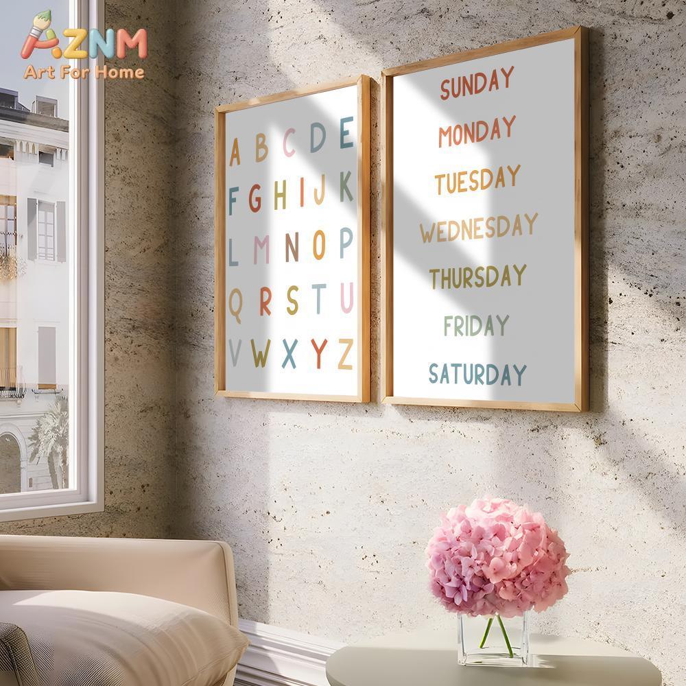 AZNM - Lienzo educativo con nú - Kids Educational - Alphabet Numbers & More reseña y precio