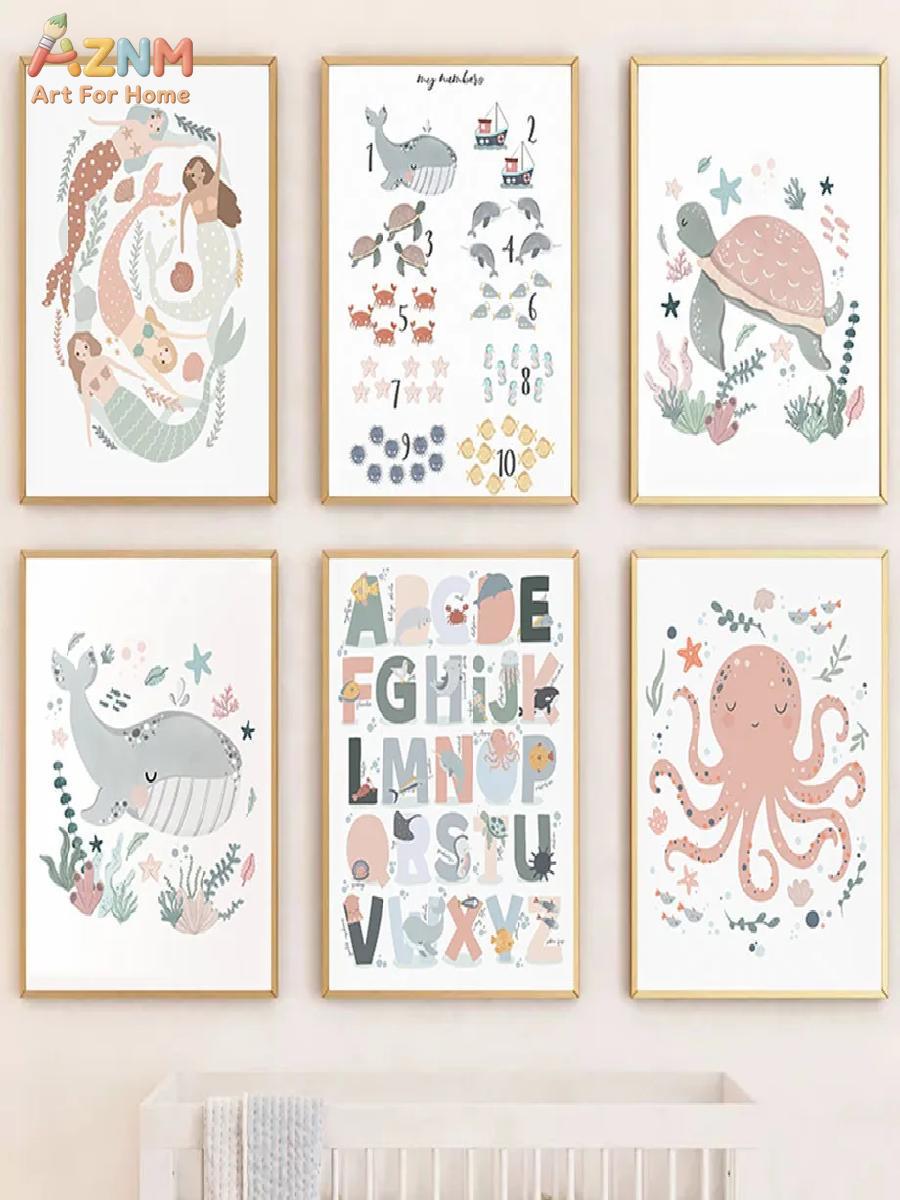 AZNM - Lienzo decorativo de pa - Kids Educational - Alphabet Numbers & More reseña y precio