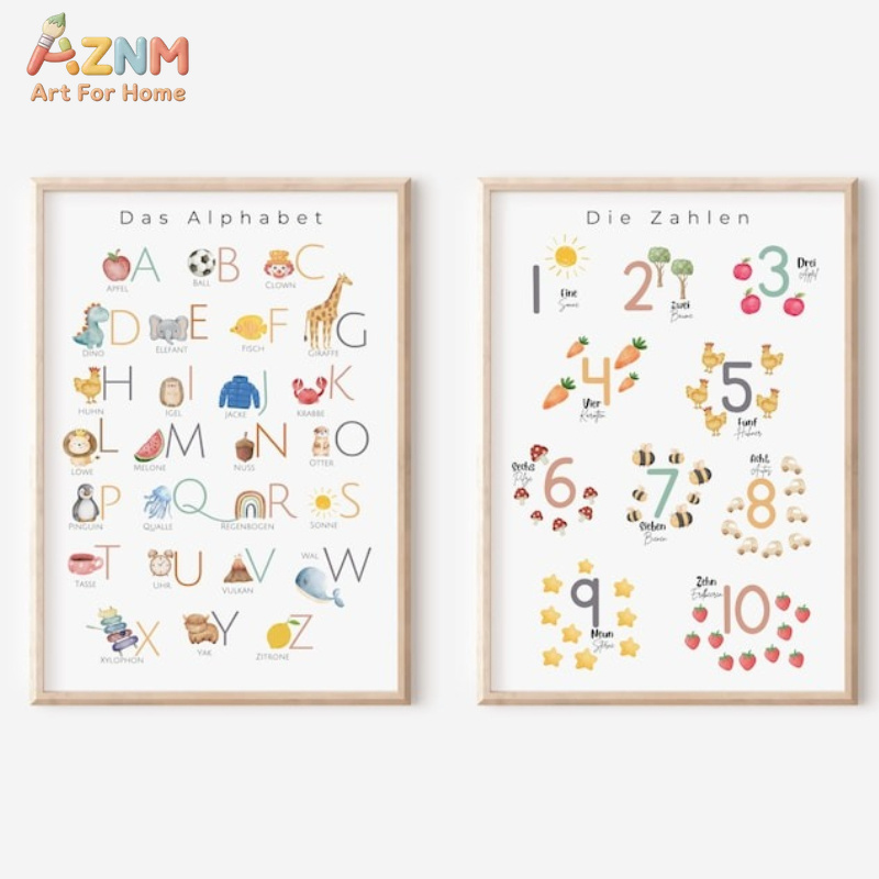 AZNM Cuadro de pared en lienzo - Kids Educational - Alphabet Numbers & More reseña y precio