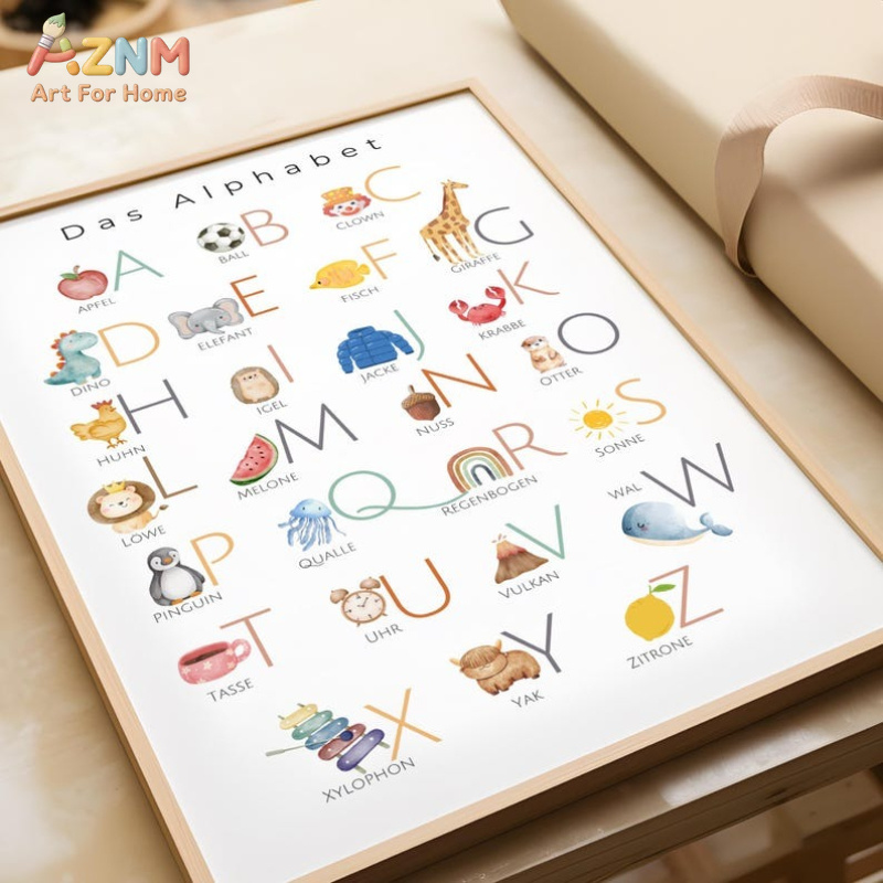 AZNM Cuadro de pared en lienzo - Kids Educational - Alphabet Numbers & More reseña y precio